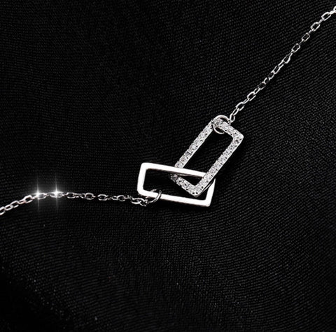 Image of Links Sterling Silver Diamante Necklace - AnnaJewelBox