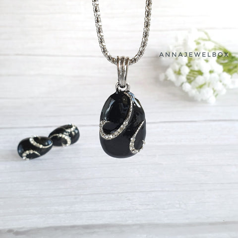Image of Bright Enamel Crystal Necklace Earrings Set - AnnaJewelBox