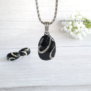 Bright Enamel Crystal Necklace Earrings Set - AnnaJewelBox