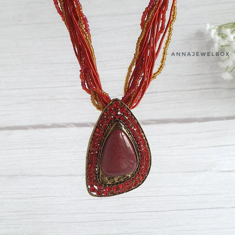 Image of Crystal Ceramic Pendant Multi Layer Necklace