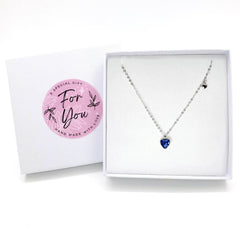 925 Sterling Silver Love Heart Diamante Birthstone Necklace