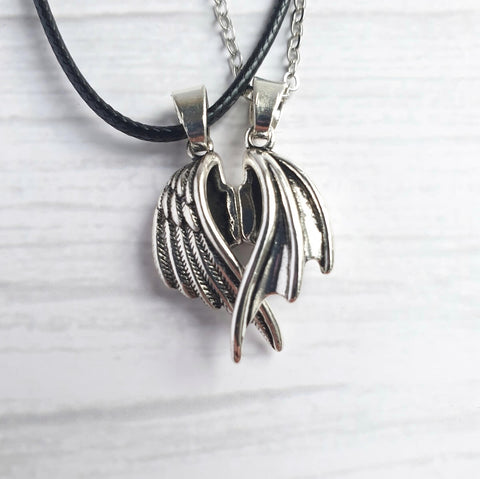 Image of Angel Devil Wings Couple Magnetic Necklace Set