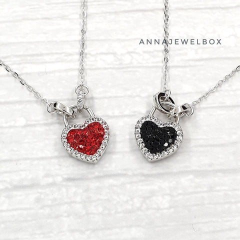 Image of Reversible Sparkling Hearts 925 Sterling Silver Necklace
