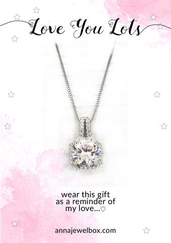 Image of Sparkling 925 Sterling Silver Crystal Pendant Necklace