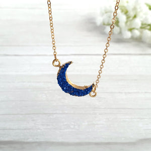 Crescent Moon and Earth Pendant Necklace