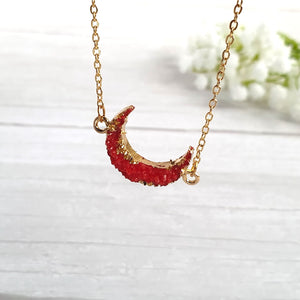 Crescent Moon and Earth Pendant Necklace