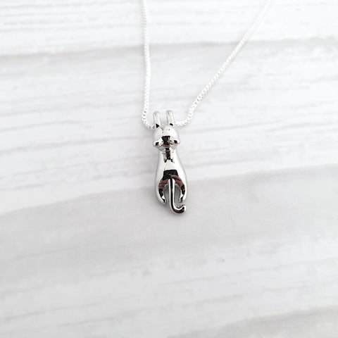 Image of Kitty Cat 925 Sterling Silver Pendant Necklace