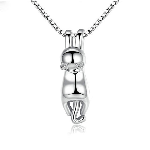 Kitty Cat 925 Sterling Silver Pendant Necklace