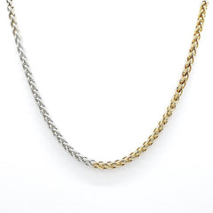 18k Duotone Gold Silver Plated Wheat Chain Necklace