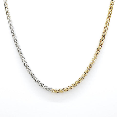 Image of 18k Duotone Gold Silver Plated Wheat Chain Necklace