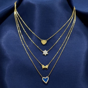 Gold Plated Multi Layered Chain Necklace
