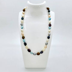 Stunning Pearl Necklace Black Pink White Blue Freshwater Cultured Pearls