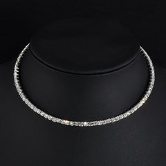 Flexible Diamante Silver Choker Necklace - AnnaJewelBox