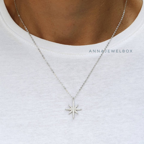 Image of 925 Sterling Silver Diamante Star Necklace - AnnaJewelBox