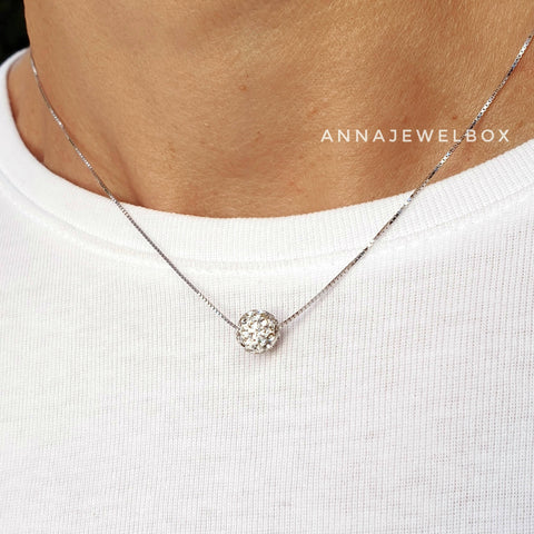 Image of 925 Sterling Silver White Diamante Crystals Adorned Necklace - AnnaJewelBox