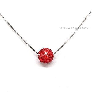 Love 925 Sterling Silver Red Diamante Crystal Adorned Necklace - AnnaJewelBox