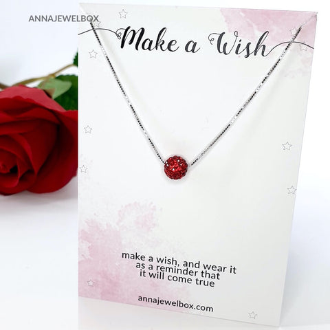 Image of Love 925 Sterling Silver Red Diamante Crystal Adorned Necklace - AnnaJewelBox