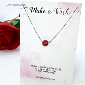 Love 925 Sterling Silver Red Diamante Crystal Adorned Necklace - AnnaJewelBox