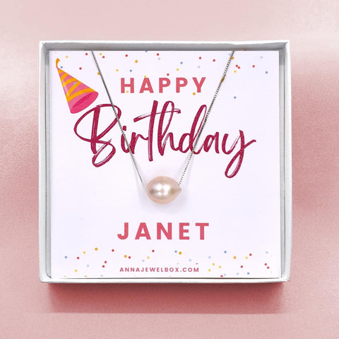 Image of 925 Sterling Silver Personalised Birthday Gift Pearl Necklace - Birthday Day Card Gift