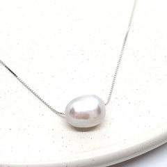 925 Sterling Silver Grey Freshwater Pearl Necklace - AnnaJewelBox