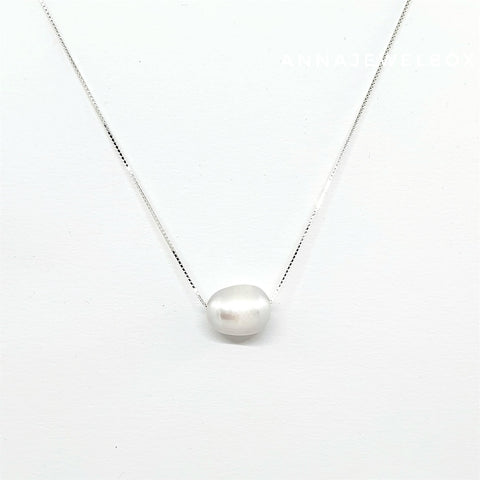 Image of 925 Sterling Silver Grey Freshwater Pearl Necklace - AnnaJewelBox