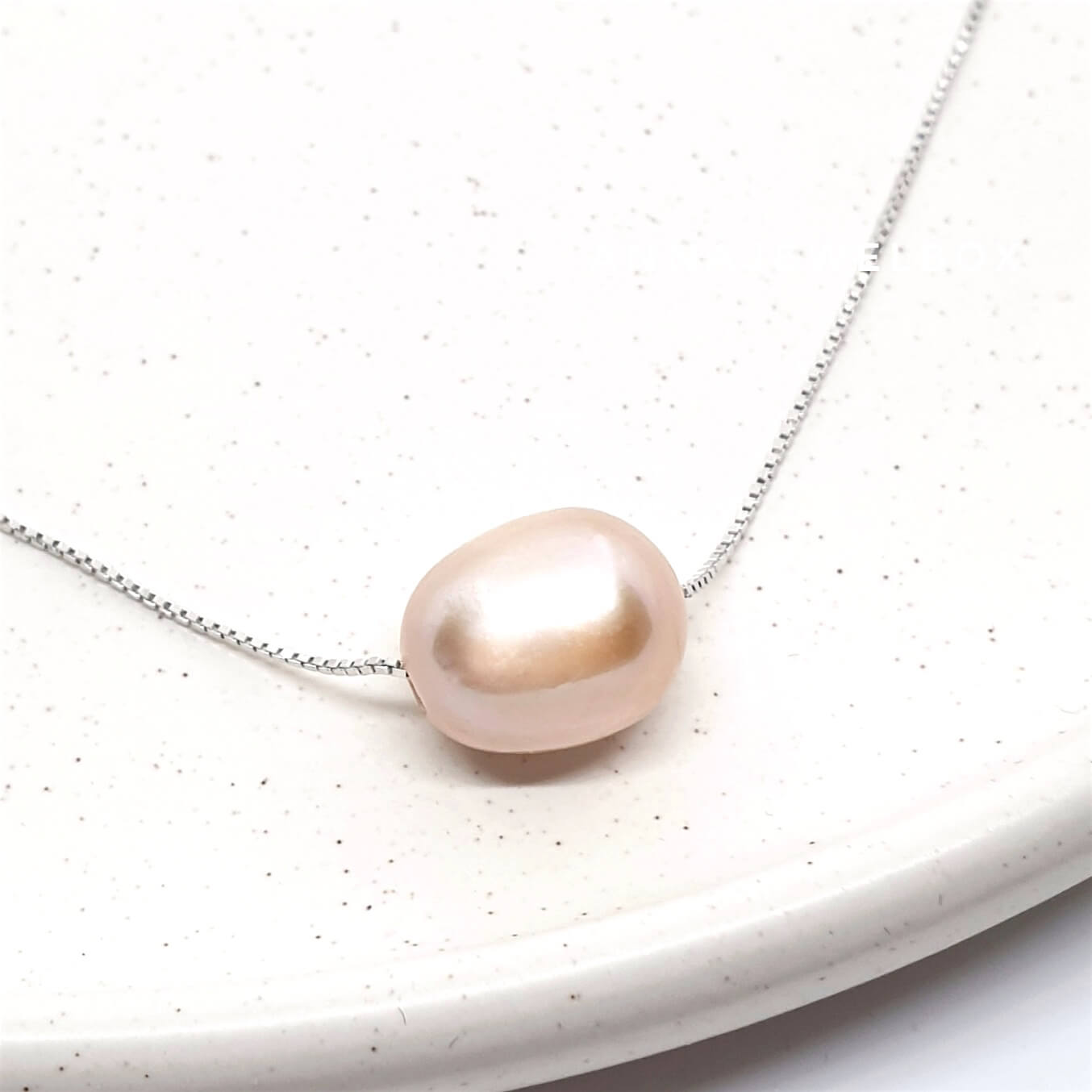 925 Sterling Silver Pink Natural Freshwater Pearl Necklace - AnnaJewelBox