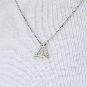 925 Sterling Silver Wisdom Diamante Triangle Necklace
