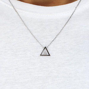 925 Sterling Silver Wisdom Diamante Triangle Necklace