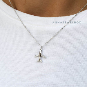 Airplane 925 Sterling Silver Necklace - AnnaJewelBox