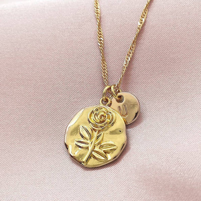 Personalised Birthday Gift Initial Name Rose Necklace