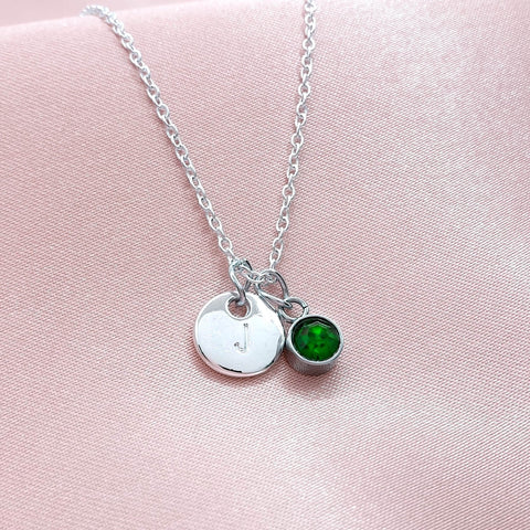 Personalised Anniversary Gift Initial Name Birthstone Necklace