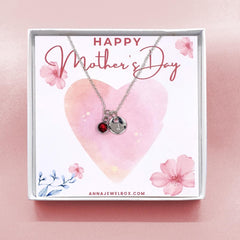 Mother's Day Initial and Birthstone Personalised Necklace - Happy Mothers Day Card Gift