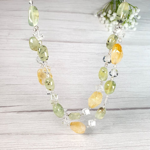 Image of Fortune Jade Citrine Crystal Gemstone Necklace