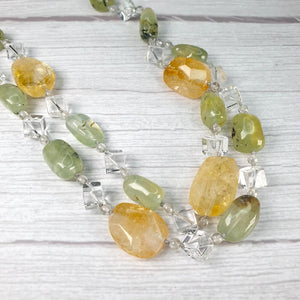 Fortune Jade Citrine Crystal Gemstone Necklace