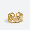 925 Sterling Silver Gold Vermeil Diamante Royal Open Ring