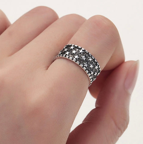 Image of Starry Night 925 Sterling Silver Open Ring
