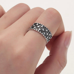 Starry Night 925 Sterling Silver Open Ring