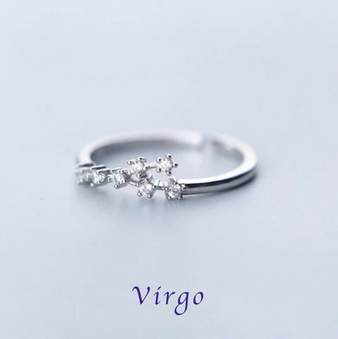 Crystal Zodiac Constellation Ring in Silver