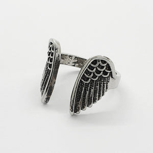 Adjustable Silver Angel Wings Ring