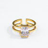 Large Gold Diamante Crystal Open Ring
