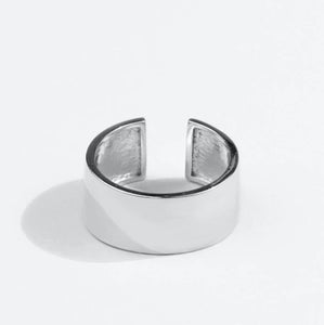 Wide Silver Band Open Ring - AnnaJewelBox