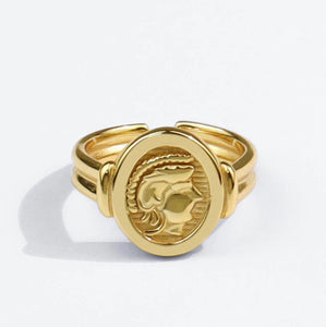 Gold Signet Open Ring - AnnaJewelBox