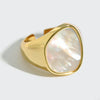 Mother of Pearl Signet Open Ring - AnnaJewelBox