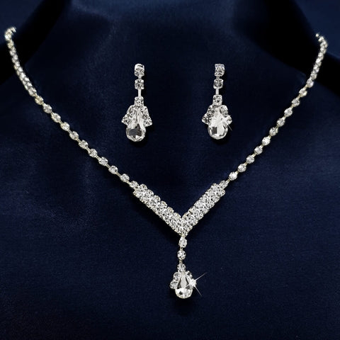 Sparkling Crystal Silver Bridal Party Jewellery Set