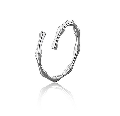 Adjustable 925 Sterling Silver Bamboo Ring - AnnaJewelBox