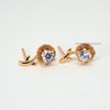 Cute Diamante Flowers Sparkling Gold Stud Earrings - AnnaJewelBox