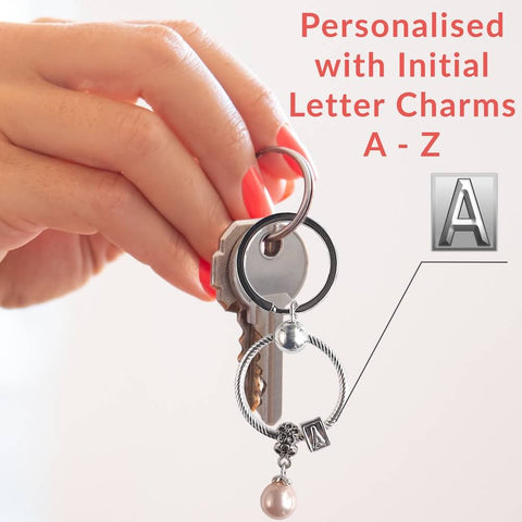 Image of Pearl Keyrings personalised with Custom Initial Letter Charm