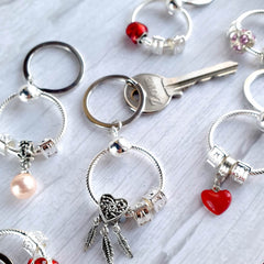 Heart Keyrings personalised with Custom Initial Letter Charm