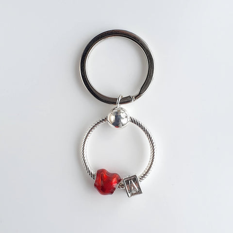 Image of Heart Keyrings personalised with Custom Initial Letter Charm