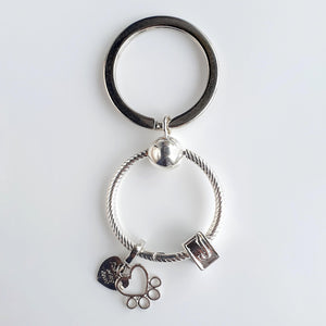 Pet Paw Keyrings personalised with Custom Initial Letter Charm